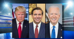 trump, desantis, biden boxing ring