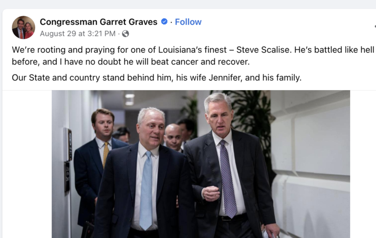 Louisiana Congressman Garret Graves’ statement on Scalise’s Cancer Diagnosis