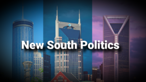 new south politics dark theme rectangle logo